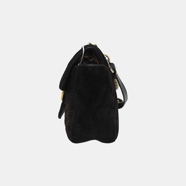 GG Marmont Medium Quilted Velvet Black