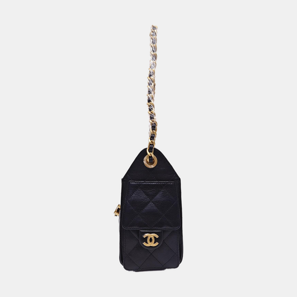 CHANEL 25 Mini Quilted Grained Calfskin Black