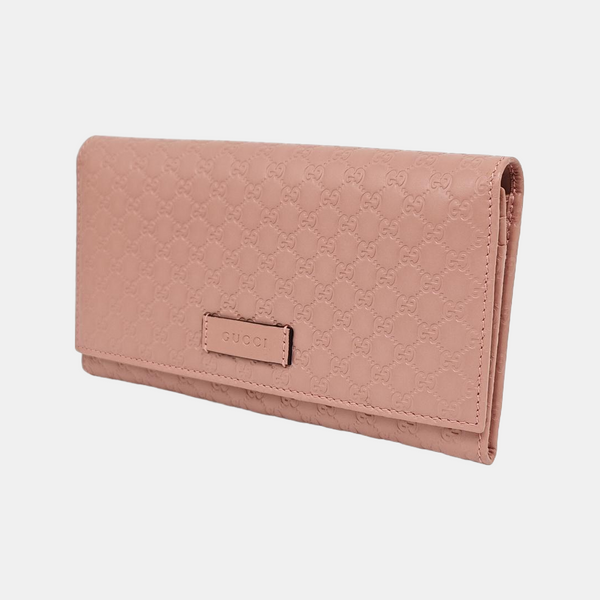 Microguccissima Monogram Calfskin Pink Wallet