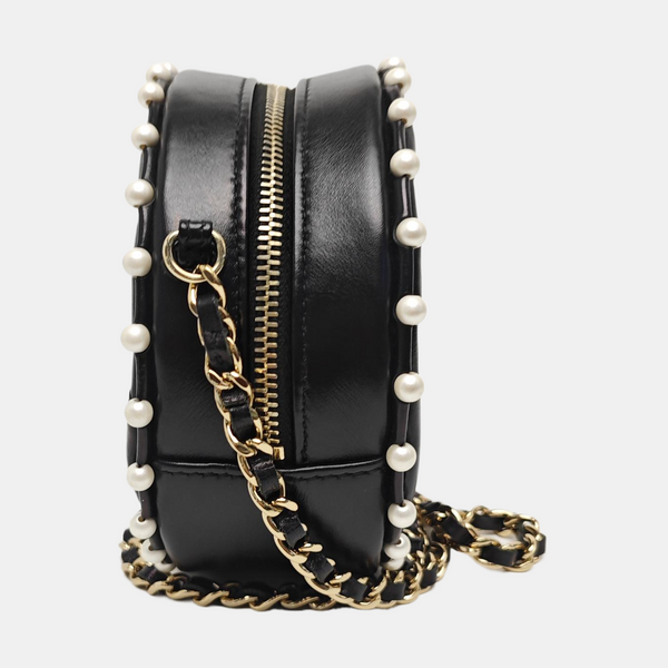ROUND Quilted Calfskin Black