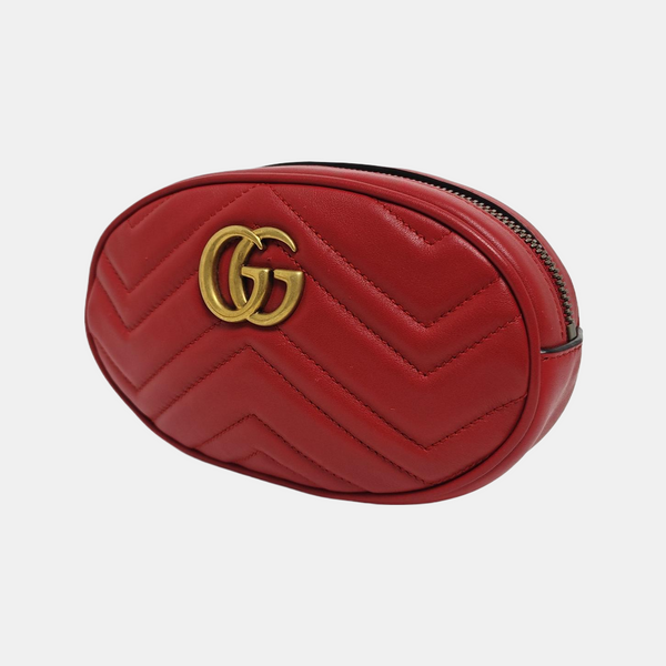 Authenticated pre-owned GG Marmont Quilted Calfskin Red - Belt Bag at Looply
