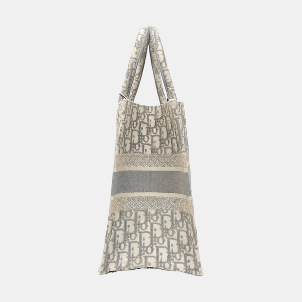 Book Tote Medium Oblique Canvas White