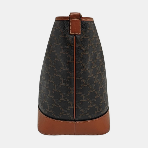 Authenticated pre-owned TRIOMPHE CANVAS Medium Coated Canvas Brown - Bucket Bag at Looply