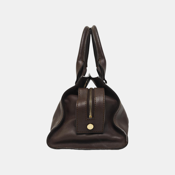 Calfskin Top Handle Bag Brown