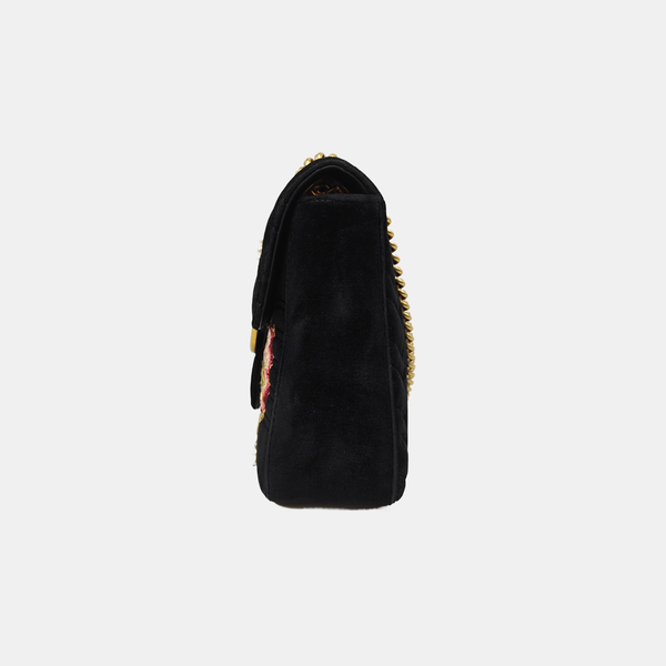 GG Marmont Large Quilted Velvet Black