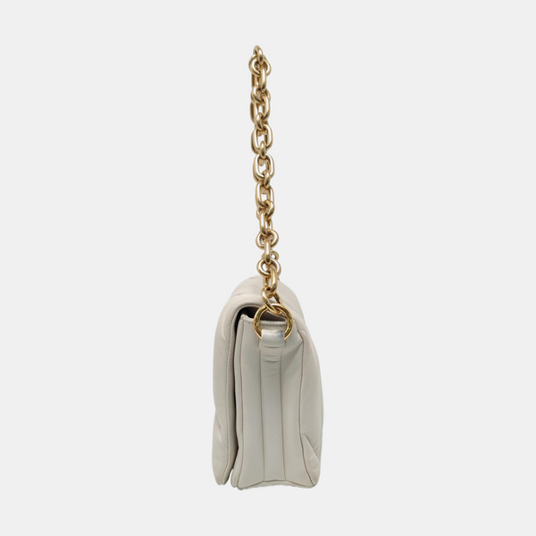Quilted Lambskin Shoulder Bag White