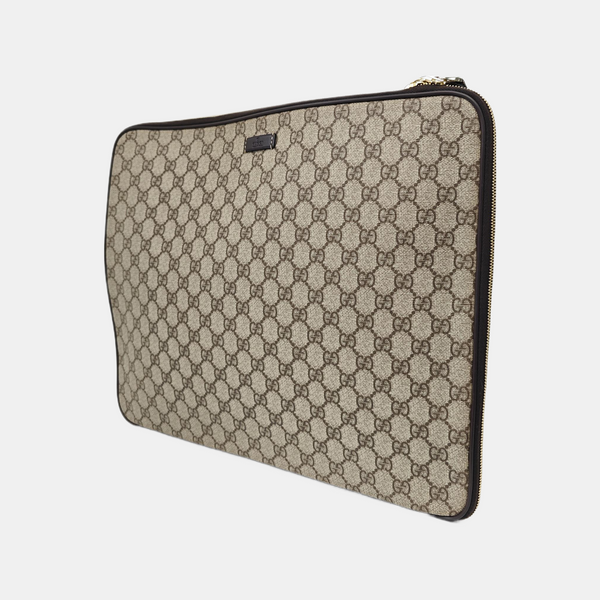Monogram Coated Canvas Clutch Beige