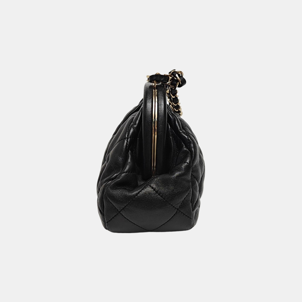 Quilted Lambskin Shoulder Bag Black