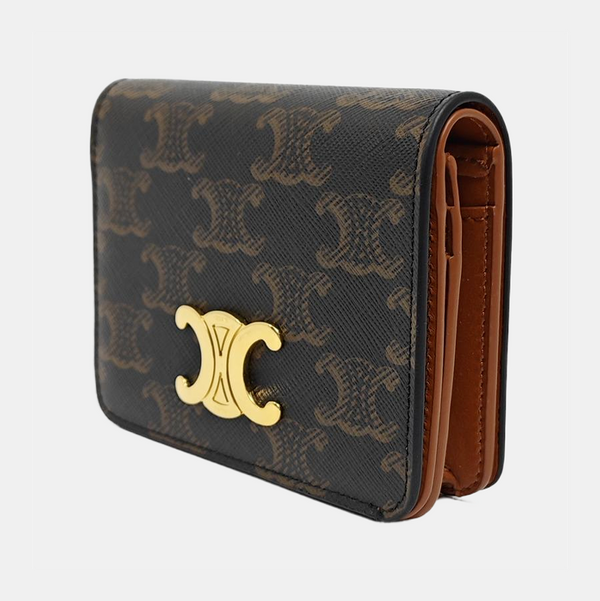 TRIOMPHE Mini Coated Canvas Yellow Wallet