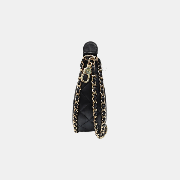 Quilted Lambskin Shoulder Bag Black