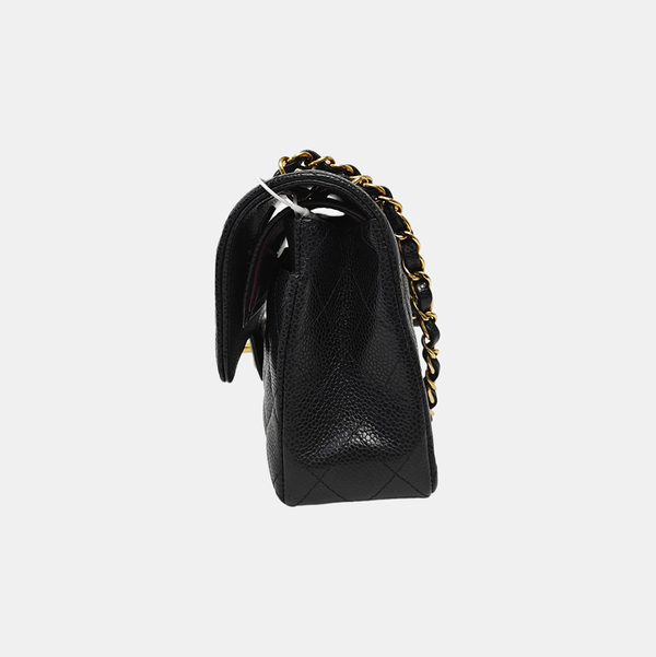 CLASSIC FLAP Small Quilted Grained Calfskin Black