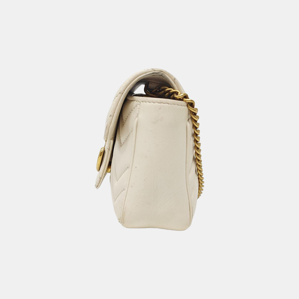 GG Marmont Mini Quilted Calfskin White
