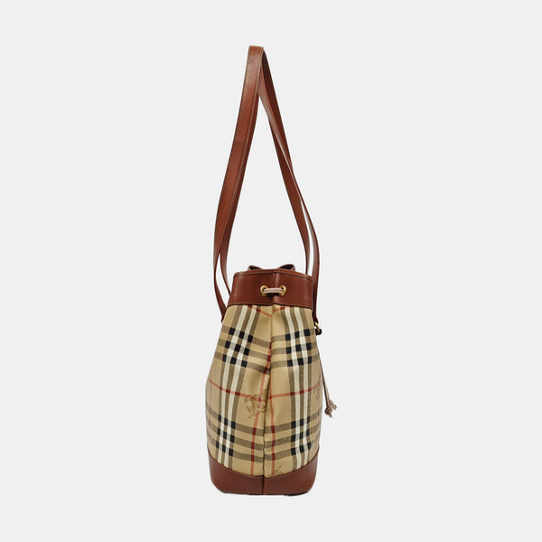 Coated Canvas Shoulder Bag Beige