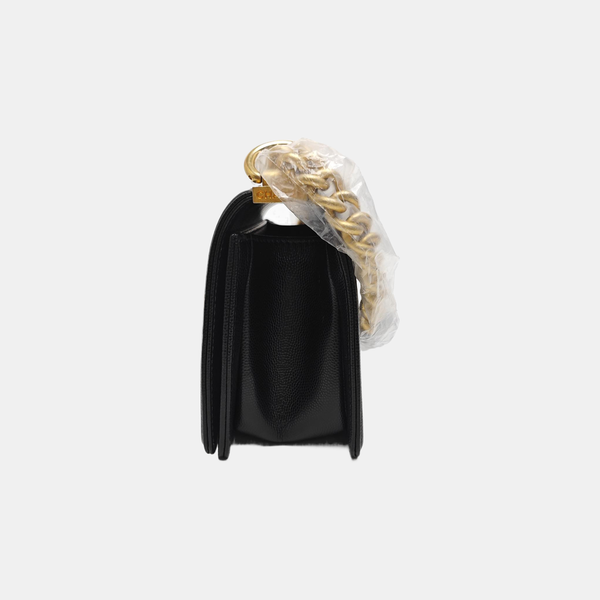 BOY CHANEL Small Quilted Grained Calfskin Black