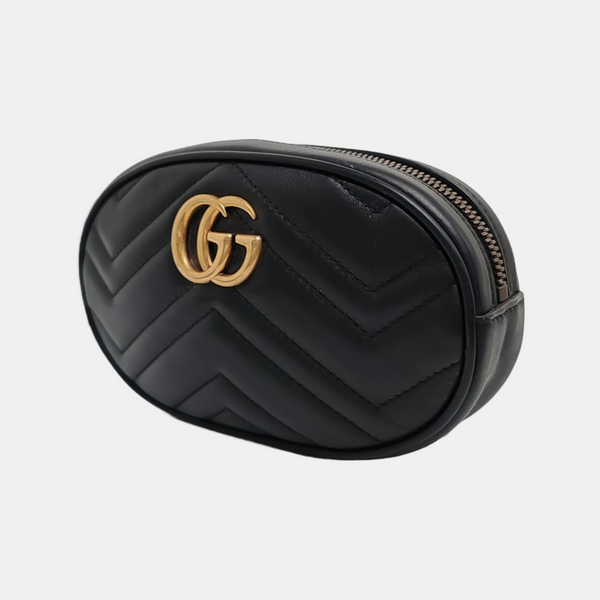Authenticated pre-owned GG Marmont Quilted Calfskin Black - Belt Bag at Looply