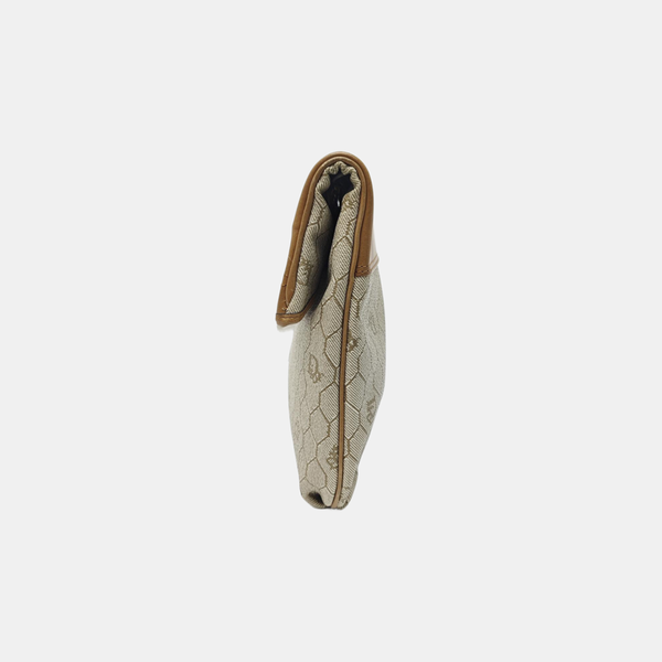 Oblique Coated Canvas Shoulder Bag Beige