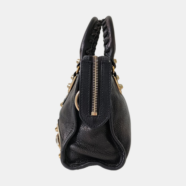 Classic Metallic Edge City Mini Lambskin Black