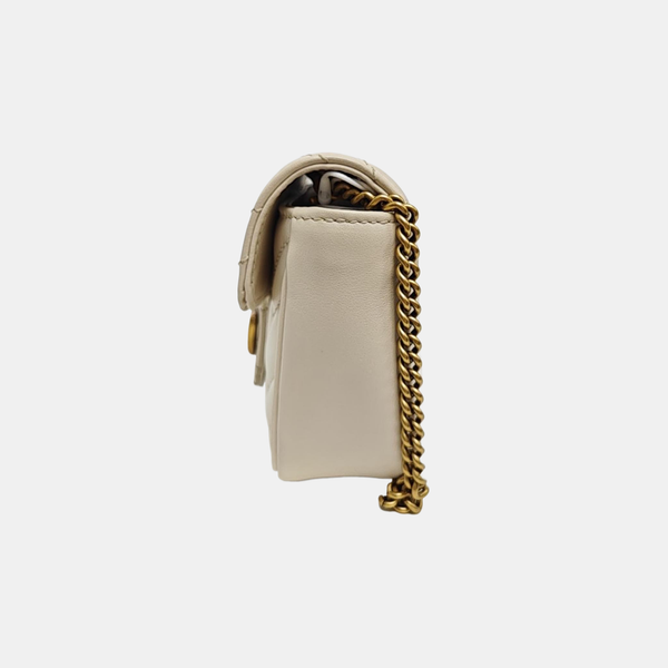 GG Marmont Mini Quilted Calfskin White