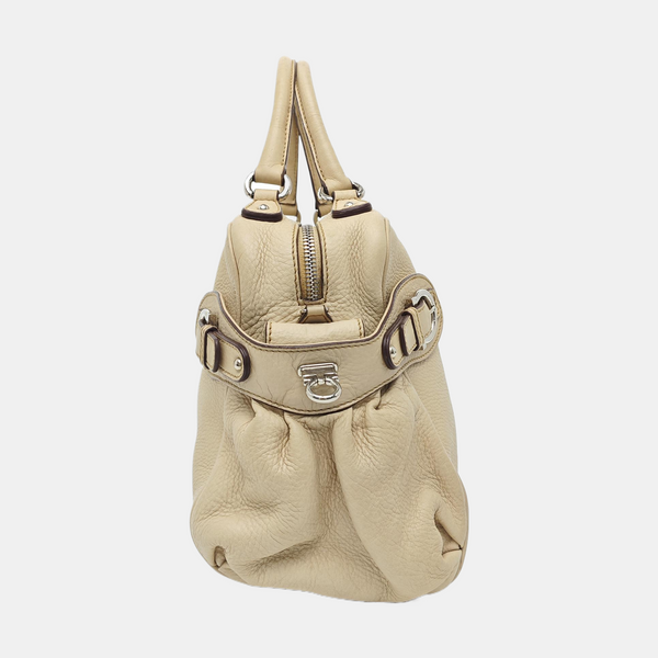 Calfskin Top Handle Bag Beige