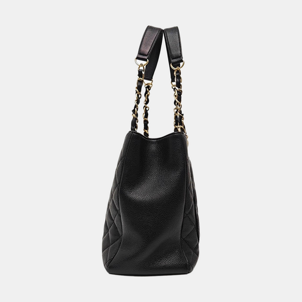 CHANEL GST Large Quilted Grained Calfskin Black