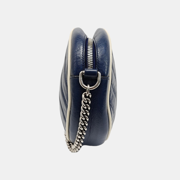 GG Marmont Mini Quilted Calfskin Blue