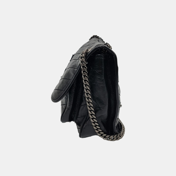 NIKI Medium Chevron Calfskin Black