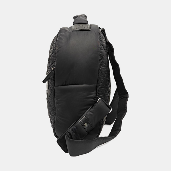 Quilted Fabric Backpack Black