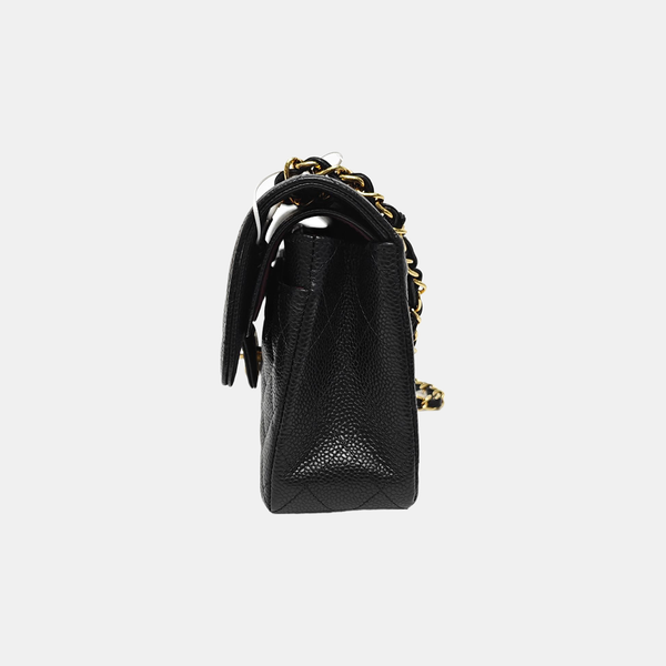 CLASSIC FLAP Small Quilted Grained Calfskin Black