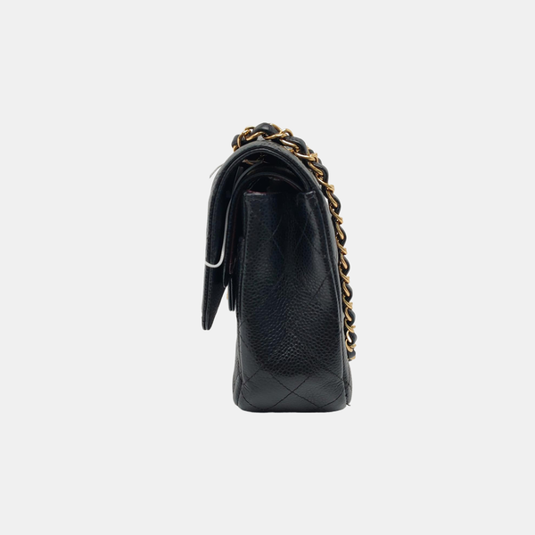 CLASSIC FLAP Medium Quilted Grained Calfskin Black