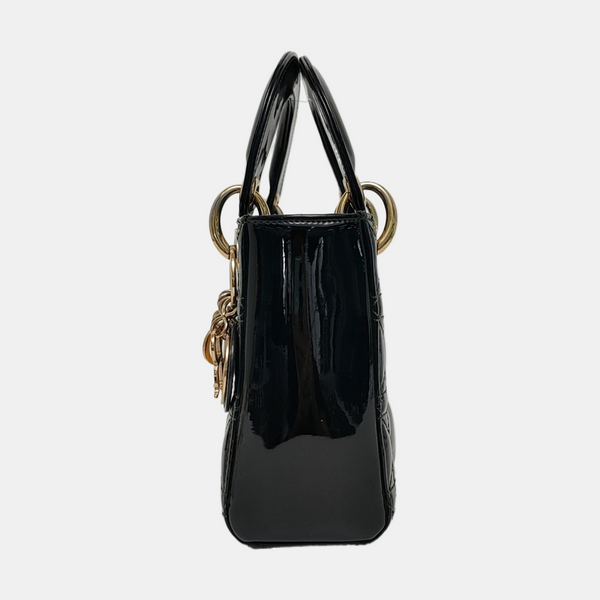 Lady Dior Mini Quilted Patent Leather Black