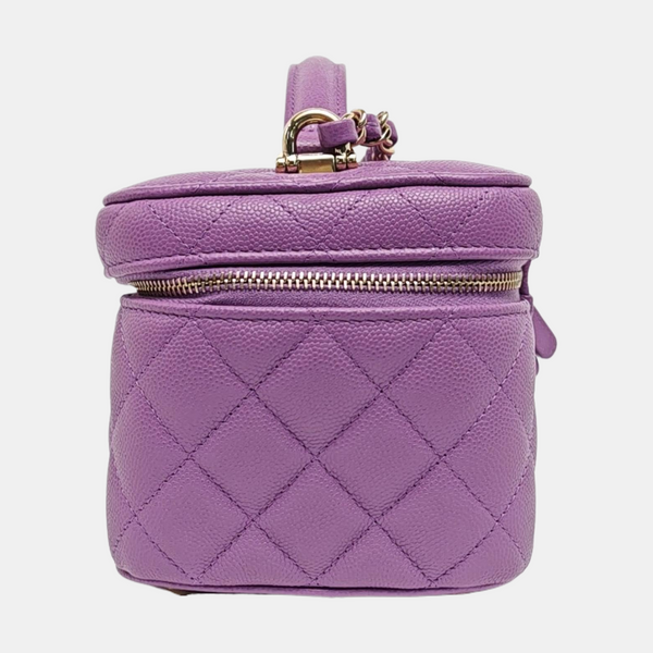 VANITY CASE Quilted Grained Calfskin Purple