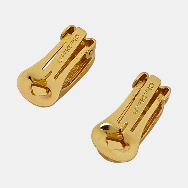 Dog Tag Metal Gold Clip On Earrings