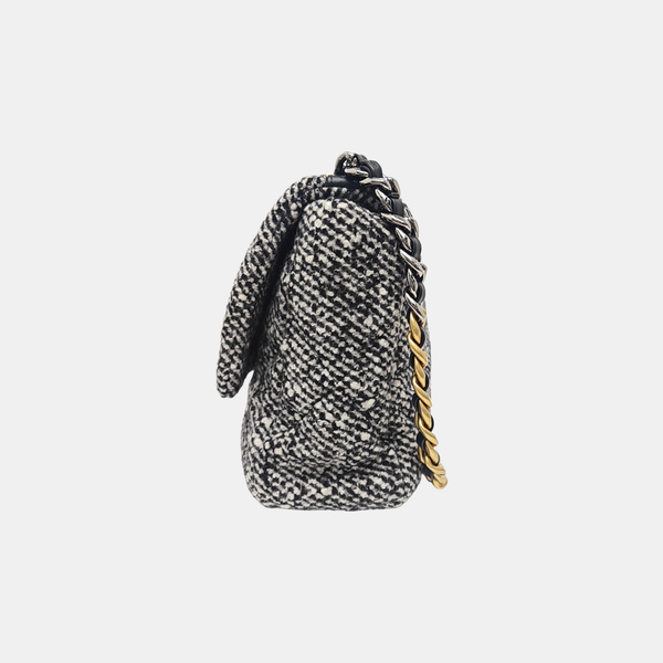 CHANEL 19 Large Quilted Wool Gray