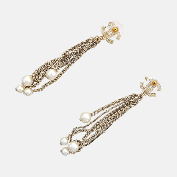 CC Logo Metal Gold Stud Earrings