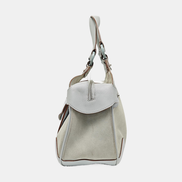 Suede Top Handle Bag Blue
