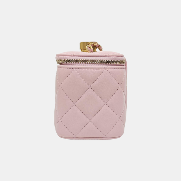 VANITY CASE Small Quilted Lambskin Pink