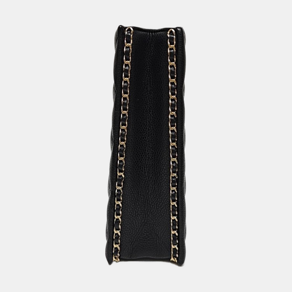 Quilted Grained Calfskin Shoulder Bag Black