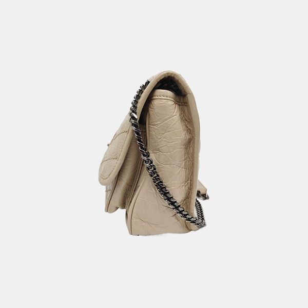 NIKI Small Chevron Calfskin Beige