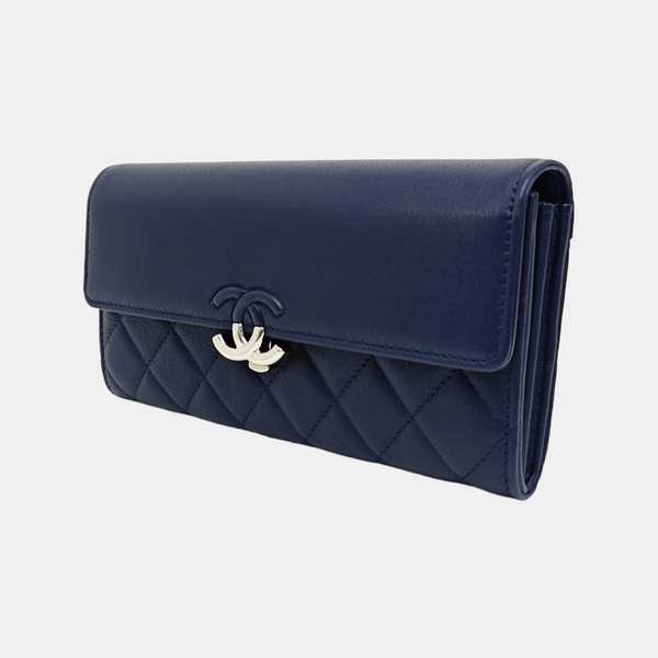 Quilted Lambskin Wallet Blue