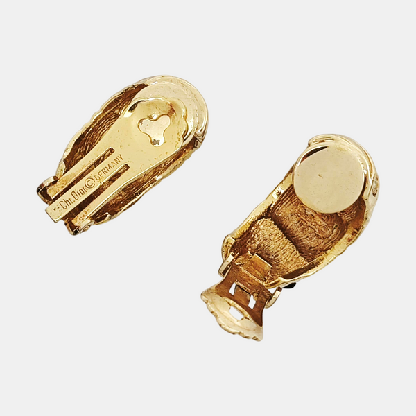 Twist Round Metal Gold Clip On Earrings