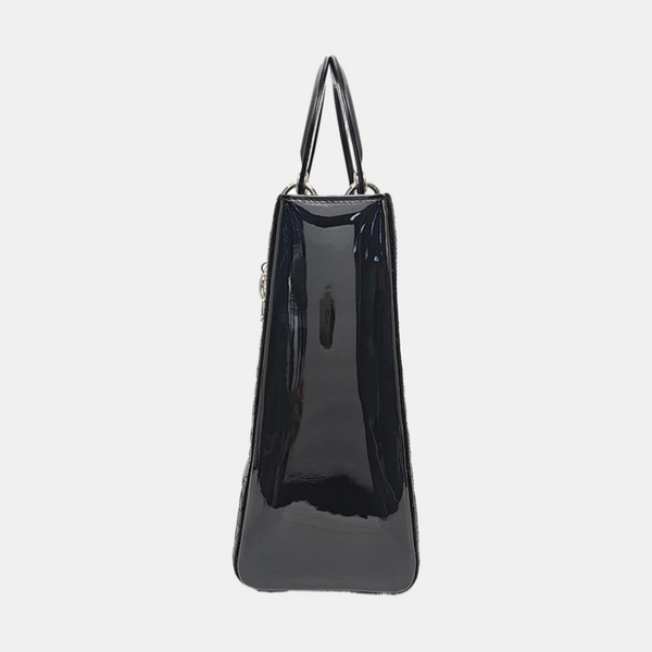 Lady Dior Large Cannage Patent Leather Black