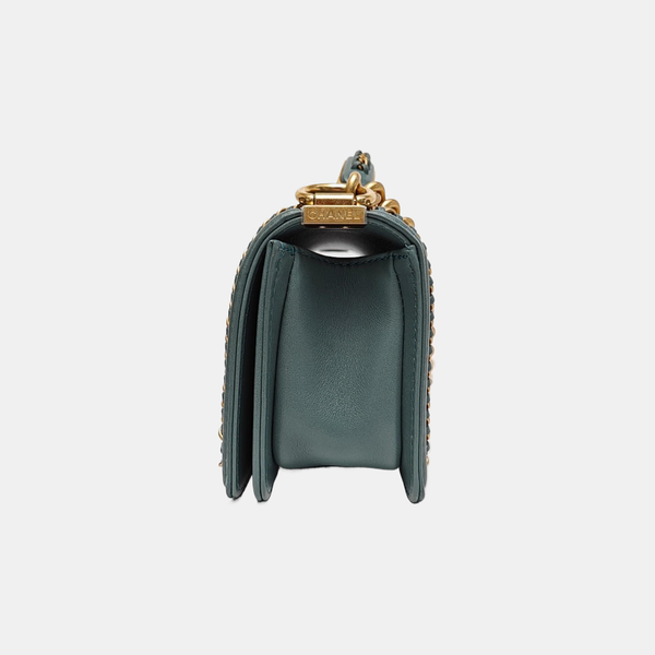 BOY CHANEL Small Quilted Calfskin Green
