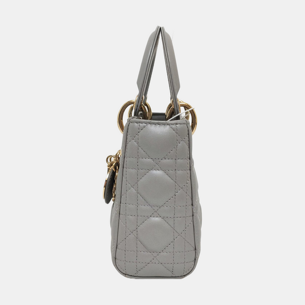 Lady Dior Mini Cannage Lambskin Gray