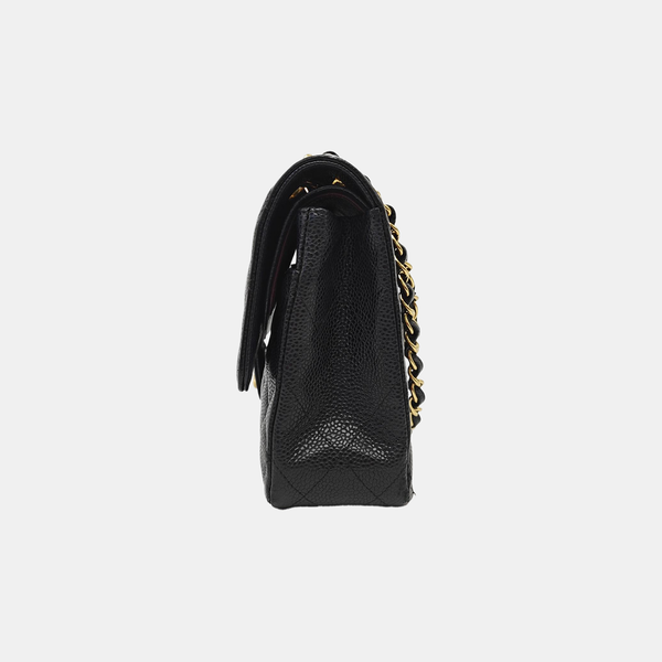 CLASSIC FLAP Medium Quilted Grained Calfskin Black