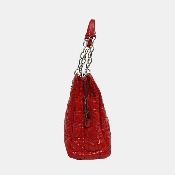 Dior Soft Large Cannage Patent Leather Red