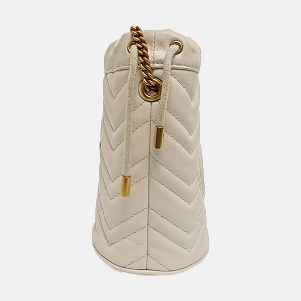 GG Marmont Mini Quilted Calfskin White