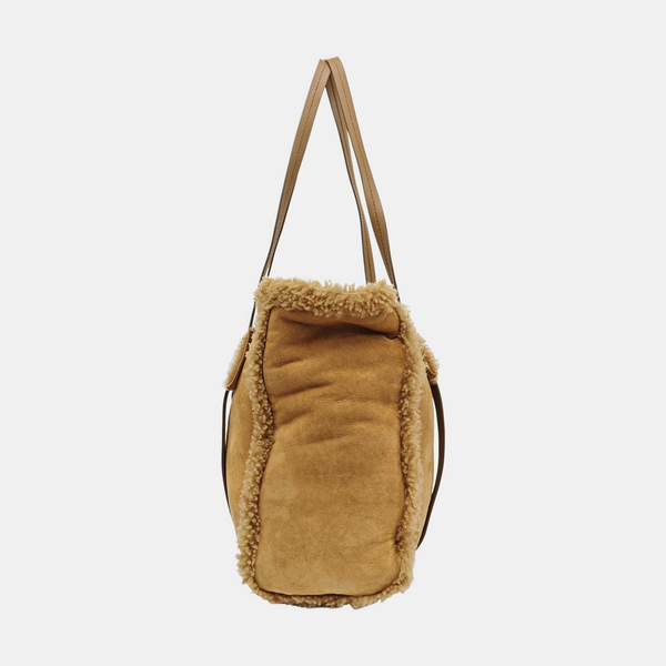 Sheepskin Top Handle Bag Brown