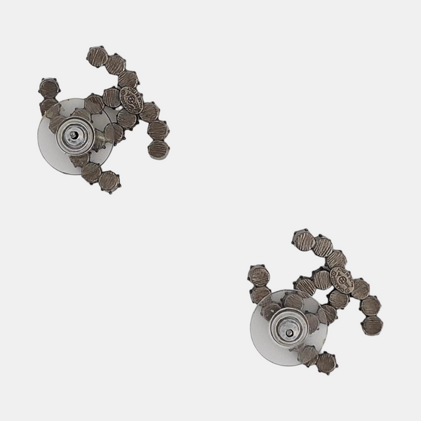 Synthetic Material Gray Stud Earrings