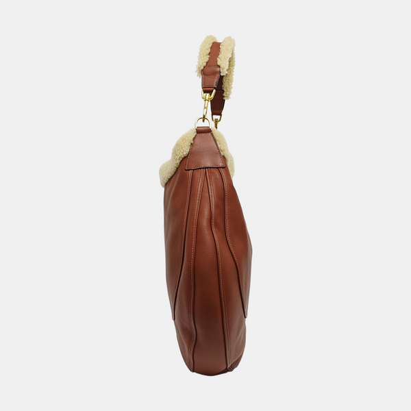 Calfskin Top Handle Bag Brown