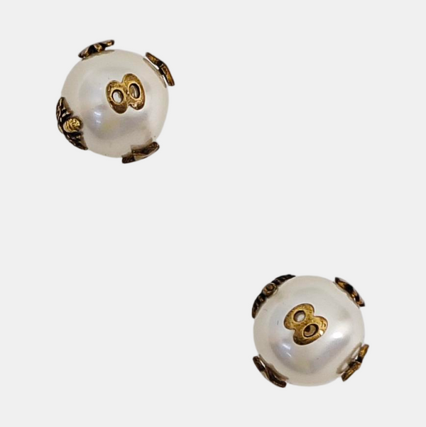 Dior Tribales Metal White Stud Earrings